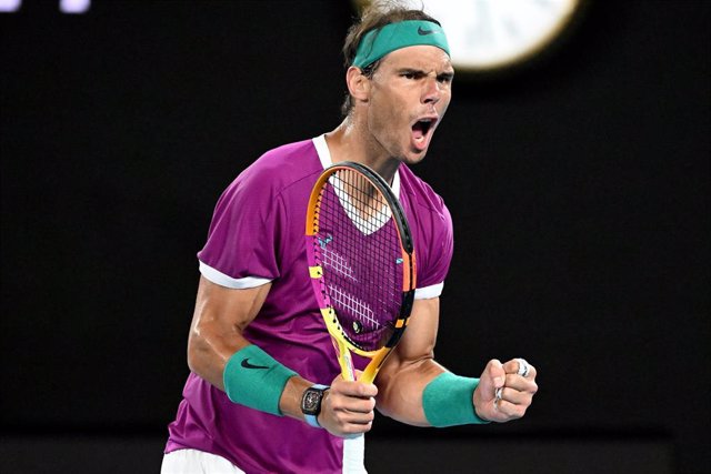 Rafa Nadal celebrando un punto durante las semifinales del Abierto de Australia 2022