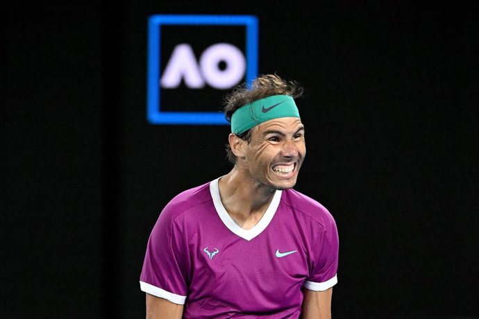 Rafael Nadal celebra que ser a la final de l'Open d'Austrlia 2022.