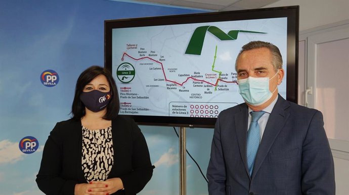 Los parlamentarios del PP por Sevilla Virginia Pérez y Juan Bueno.