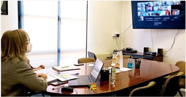 La alcaldesa de El Molar en una reunión de municipios integrantes en la Alianza del Jarama