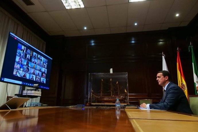 Javier Aureliano García durante el pleno telemático celebrado este viernes