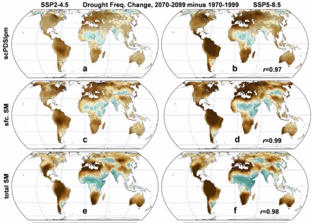 Cambios en frecuencia de sequías entre finales del siglo XX Y XXI