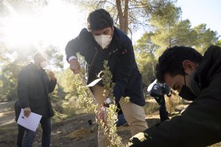 López Miras participa junto a representantes del ámbito empresarial y social de la Región en un acto de plantación de árboles de diferentes variedades en El Valle Perdido