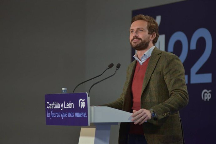 El líder del PP, Pablo Casado, interviene en el último día de precampaña electoral de Castilla y León