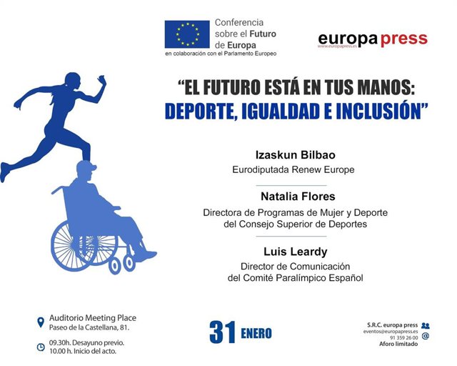 La eurodiputada Izaskun Bilbao, Natalia Flores (CSD) y Luis Leardy (CPE) debaten este lunes sobre deporte e igualdad.