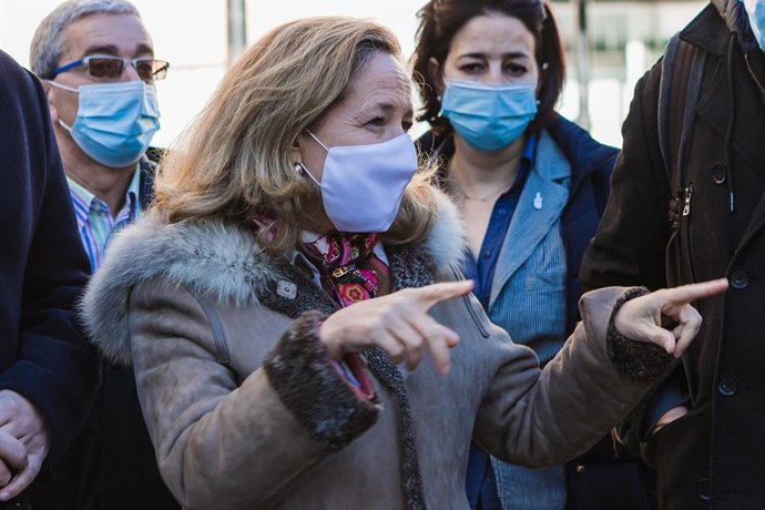 Calviño, durante su visita a Soria.