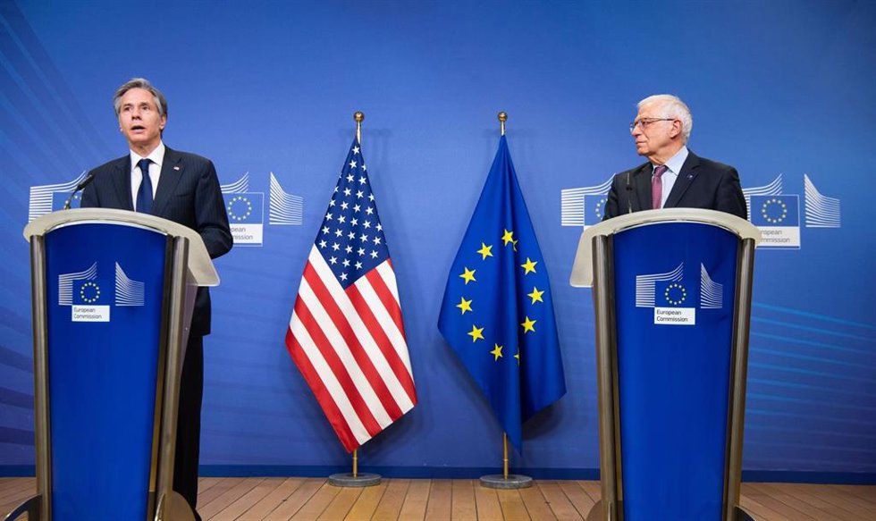 El secretario de Estado norteamericano, Antony Blinken, y el Alto Representante de Política Exterior de la UE, Josep Borrell