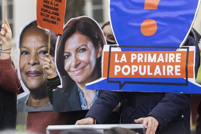 Primarias Populares para elegir a un candidato de unidad para la izquierda en las elecciones presidenciales en Francia. Aparecen imágenes de Anne Hidalgo y Christiane Taubira