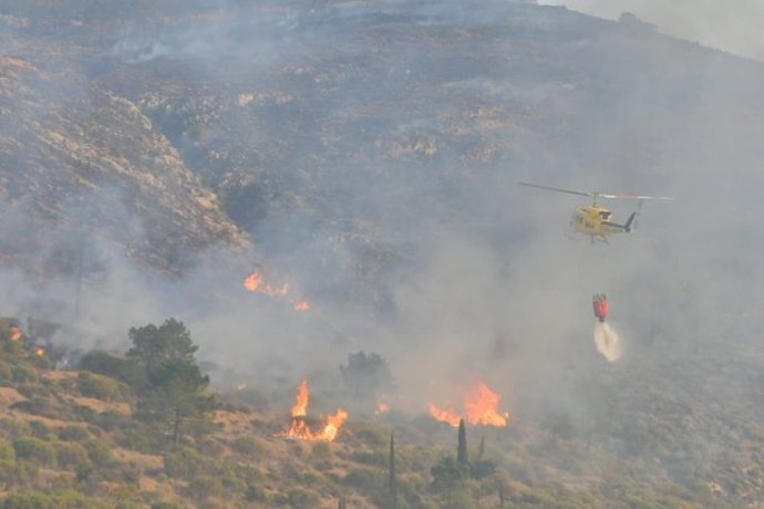 Imagen de archivo del incendio forestal en un paraje de Lecrín (Granada) y que ya ha sido extinguido.
