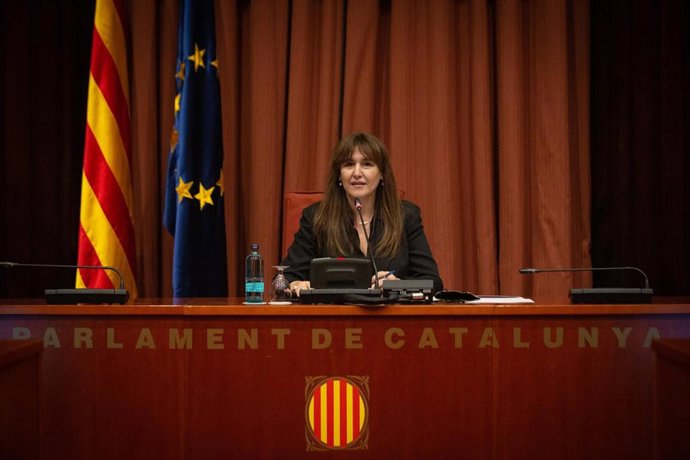 La presidenta del Parlament, Laura Borrs, en la apertura de la Jornada Europea del Consell Catal del Moviment Europeu, a 31 de enero de 2022, en el Parlament de Catalunya.
