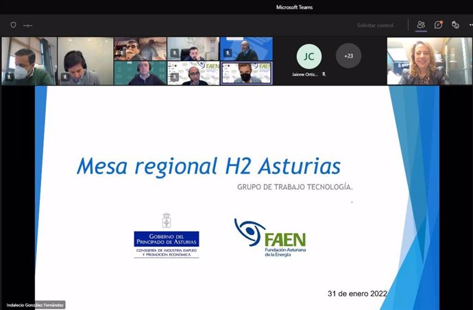Reunión telemática de la Mesa regional del hidrógeno en Asturias.