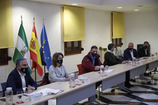 El presidente del Gobierno, Pedro Sánchez, en el encuentro con alcaldes de la Mancomunidad de Municipios Sierra de las Nieves,  a 31 de enero del 2022 en Tolox (Málaga, Andalucía, España)
