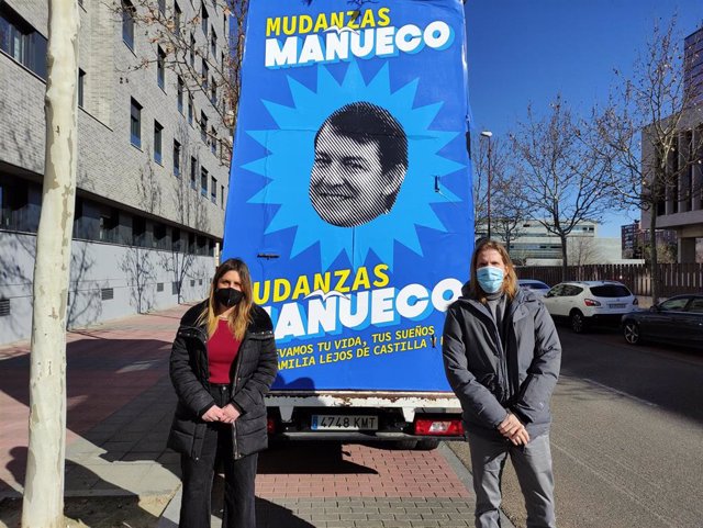 El candidato de Unidas Podemos a la presidencia de Castilla y León, Pablo Fernández, junto a la coportavoz de Podemos y secretaria de Vivienda de Podemos, Alejandra Jacinto.