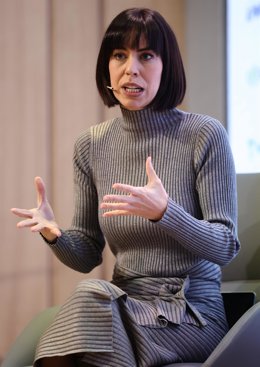 La ministra de Ciencia e Innovación, Diana Morant, en un desayuno de Europa Press