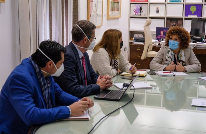 Reunión de la presidenta de la Diputación de Huelva, María Eugenia Limón, con los responsables de Endesa.