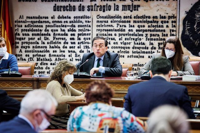 El ministro de Asuntos Exteriores, Unión Europea y Cooperación, José Manuel Albares, comparece ante la Comisión de Asuntos Iberoamericanos del Senado, a 31 de enero de 2022, en Madrid (España). Durante su comparecencia ha informado sobre las líneas genera