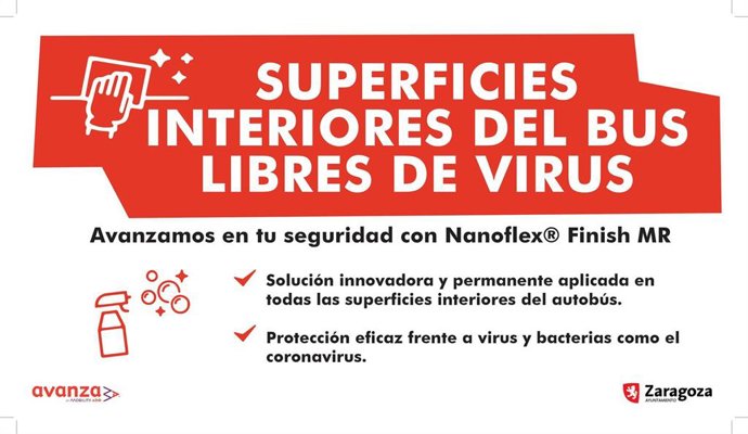 Cartel informativo colocado en el interior de los autobuses urbanos de Zaragoza