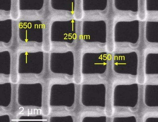 Imagen de microscopía electrónica de barrido (SEM) de la red a nanoescala.
