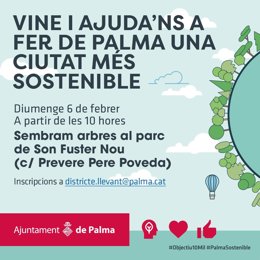 Cartel de la convocatoria de la siembra de árboles populares en el parque de Son Fuster Nou.