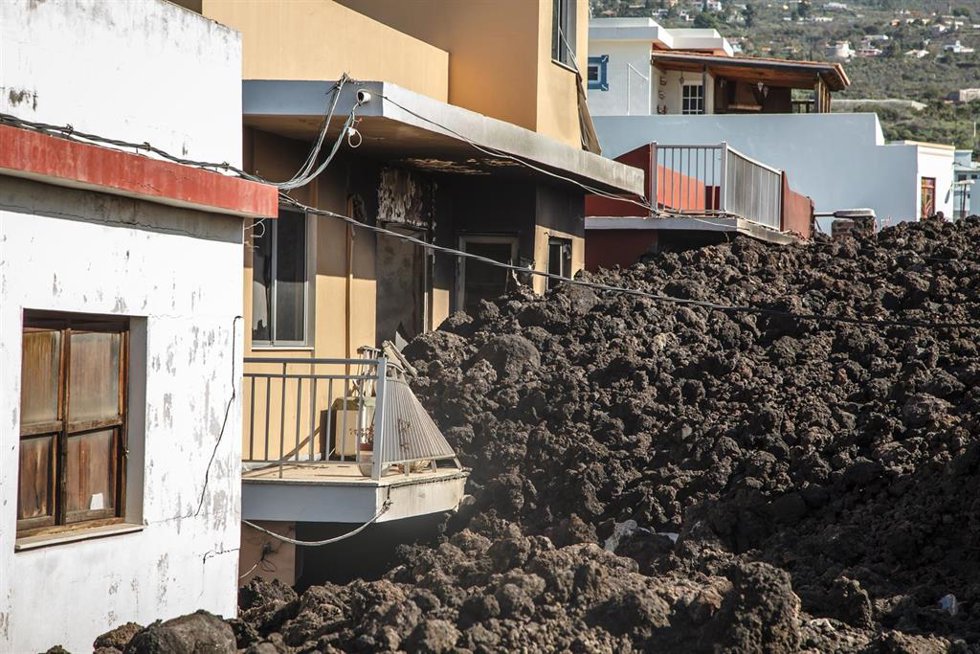Archivo - Viviendas afectadas en zona de exclusión de La Laguna tras la erupción del volcán de Cumbre Vieja