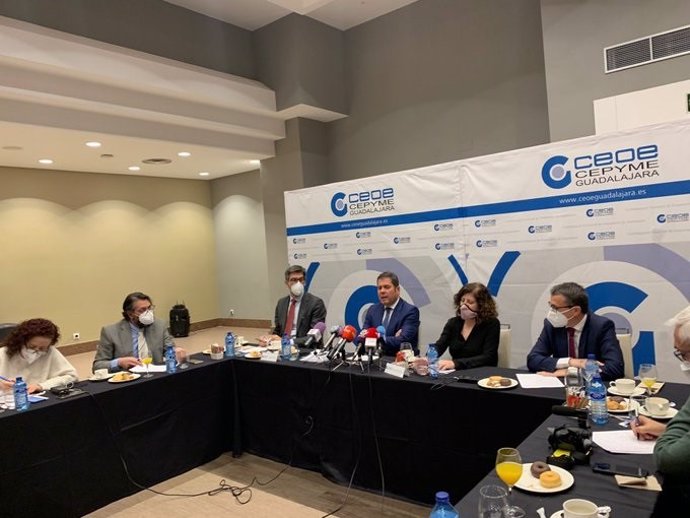 El presidente de Cepyme, Gerardo Cuerva, en un desayuno informativo en Guadalajara.