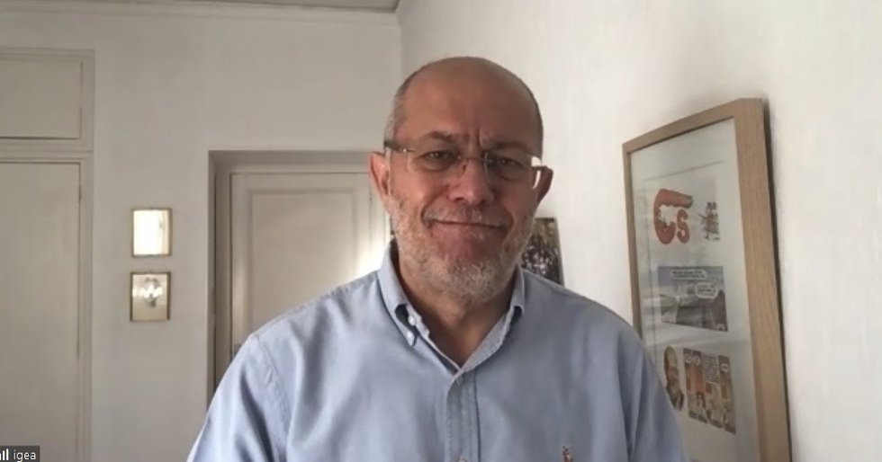 El candidato de Cs a la Presidencia de la Junta de Castilla y León, Francisco Igea, en una rueda de prensa telemática.