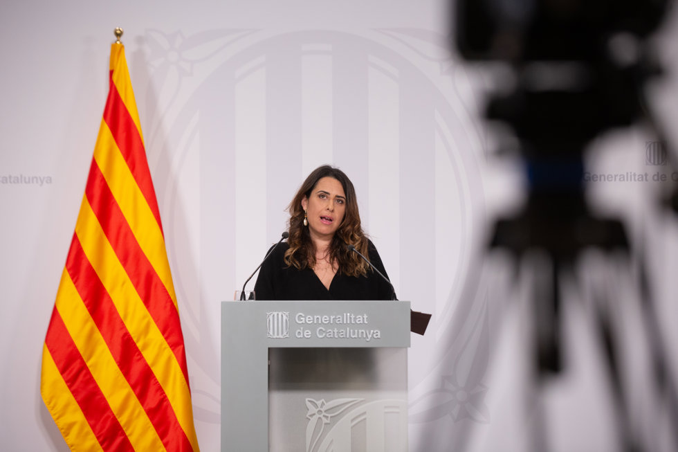La portavoz del Govern, Patrícia Plaja, comparece tras una reunión del Consell Executiu, en la Generalitat de Cataluña, a 1 de febrero de 2022, en Barcelona, Cataluña (España) 