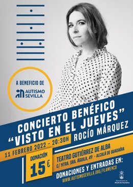 Cartel anunciador del concierto benéfico de Rocío Márquez en el Teatro Gutiérrez de Alba.