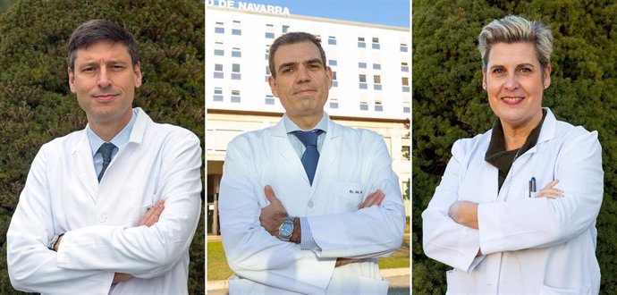 Archivo - Antonio González e Ignacio Gil-Bazo, codirectores del Departamento de Oncología Médica, y Ana Patiño, directora de la Unidad de Medicina Genómica.