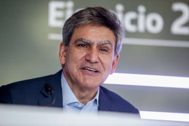 El consejero delegado de Grupo Santander, José Antonio Álvarez, interviene en la presentación de los resultados de la entidad en 2021, a 2 de febrero de 2022, en Boadilla del Monte, Madrid (España).