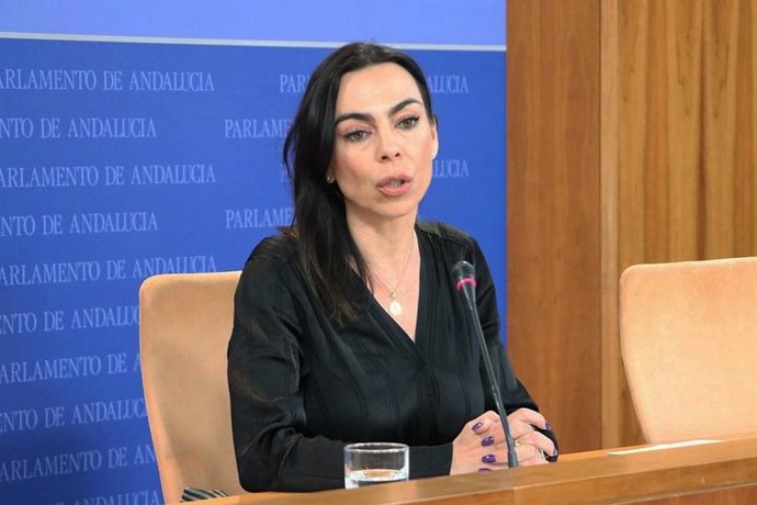 La portavoz de Cs en el Parlamento de Andalucía, Teresa Pardo, este miércoles en rueda de prensa.