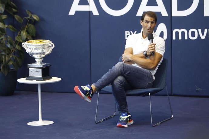 El tenista mallorquín rafa Nadal durante una rueda de prensa en Palma