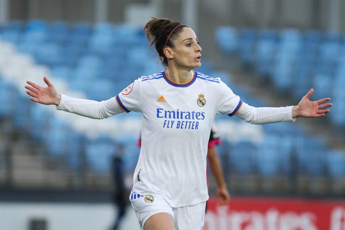Archivo - Esther Gonzalez Rodriguez of Real Madrid  celebrates a goal during the Spanish Womens League, Liga Iberdrola, football match played between Real Madrid and Sporting de Huelva at Alfredo di Stefano stadium, on December 22, 2021, in Madrid, Spa