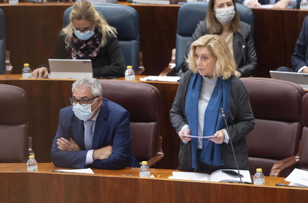 Archivo - La consejera de Familia, Juventud y Política Social, Concepción Dancausa, durante un pleno de la Asamblea de Madrid, a 2 de diciembre de 2021, en Madrid (España). Para este pleno está previsto el debate de las enmiendas a los Presupuestos regi