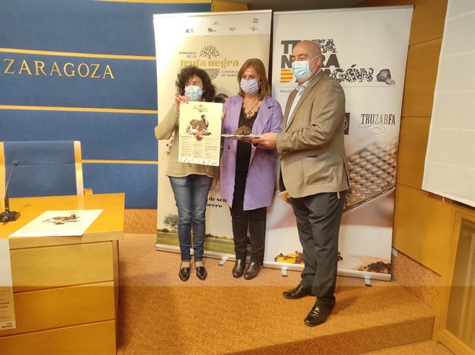 Presentación de las IV Jornadas de la Trufa Negra de la Comarca de Daroca, en la sala de prensa de la Diputación de Zaragoza.