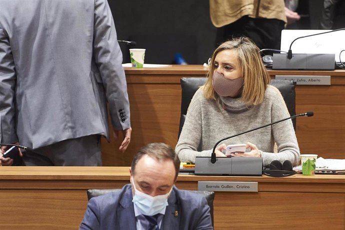 La parlamentaria de Navarra Suma Cristina Ibarrola en el pleno del Parlamento foral.