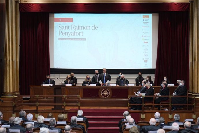 El decano del Icab Jesús Sánchez durante el acto de homenaje a los abogados que cumplen 50 años colegiados, el 3 de febrero de 2022.