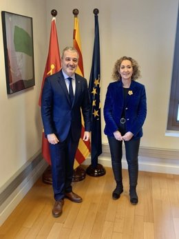 El primer tinent de Barcelona, Jaume Collboni, i la delegada de la Generalitat a Madrid, Ester Capella, en una reunió a Madrid