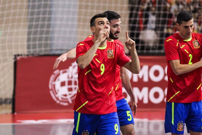 Archivo - Sergio Lozano celebra un gol con la selección española de fútbol sala
