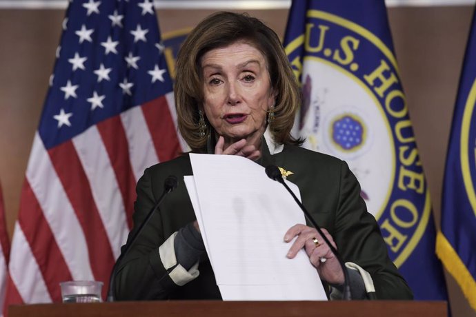 03 February 2022, US, Washington: Speaker of the US House of Representatives Nancy Pelosi delivers a speech during a news conference at the Capitol Hill. Photo: Lenin Nolly/ZUMA Press Wire/dpa