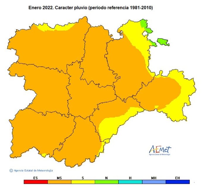 Mapa facilitado por la Aemet sobre el resumen del mes de enero