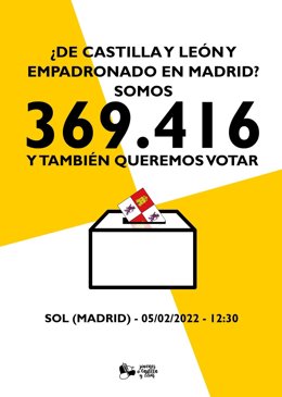 Cartel elaborado pos los jóvenes de CyL con los datos de los empadronados en Madrid
