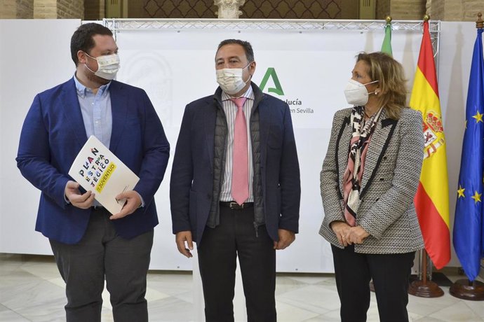 Ricardo Sánchez, María del Mar Rull y Álvaro Ballesteros en la presentación de los cursos online