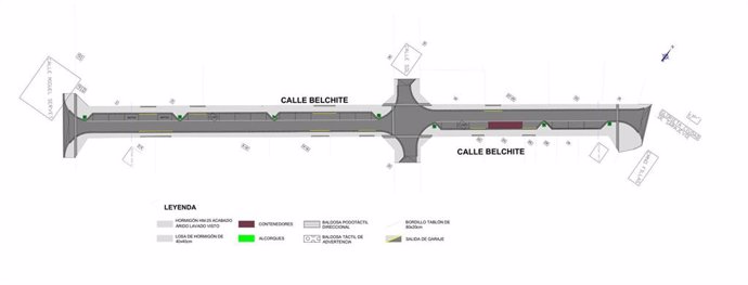 La calle Belchite se transformará en una vía de prioridad peatonal con aceras anchas y plataforma única