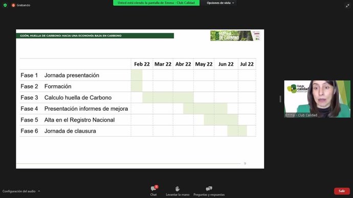 Presentación telemática del proyecto 'Gijón Huella de Carbono: primeros pasos hacia una economía baja en Carbono', financiado por Gijón Impulsa