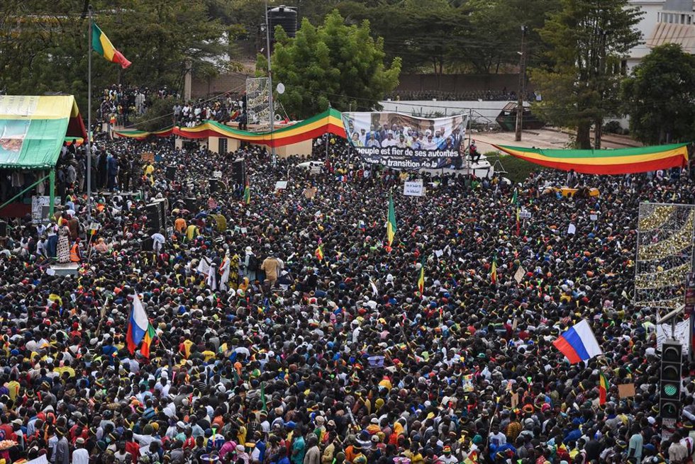 Imagen de archivo de protestas en Malí a favor de los militares golpistas