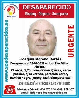 Buscan a un hombre de 73 años desaparecido desde hace casi dos semanas en Las Tres Villas