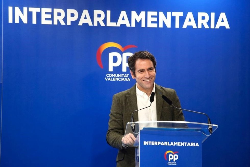 El secretario general del PP, Teodoro García Egea, durante la Interparlamentaria del PPCV este sábado en Valncia