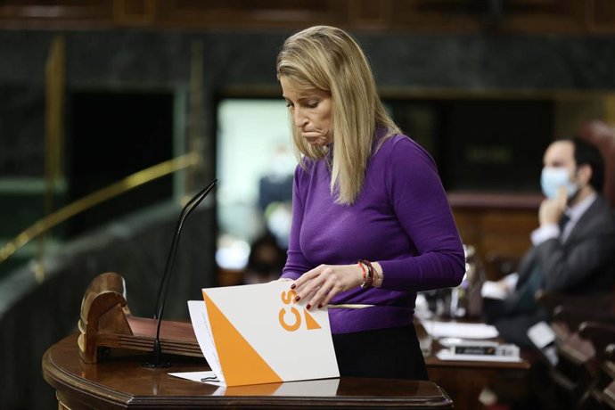 La diputada de Ciudadanos, María Muñoz Vidal, interviene en una sesión plenaria en el Congreso