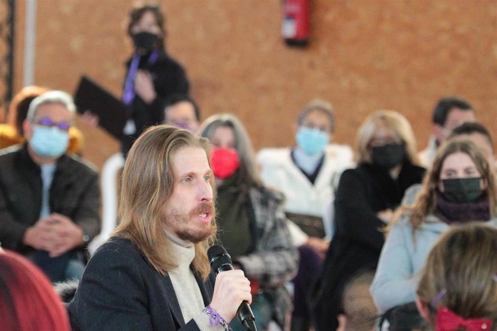 Pablo Fernández, en el acto de partido en León.